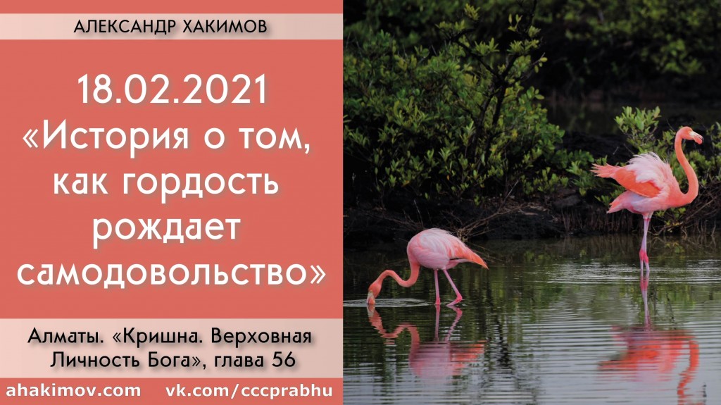 Добавлена лекция "История о том, как гордость рождает самодовольство" по книге "Кришна. Верховная Личность Бога", глава 56, которая состоялась в Алматы 18 февраля 2021 года Добавлена лекция "История о том, как гордость рождает самодовольство" по книге "Кришна. Верховная Личность Бога", глава 56, которая состоялась в Алматы 18 февраля 2021 года