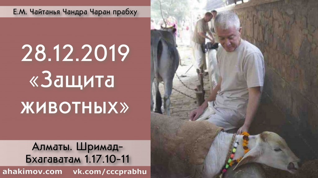 Добавлена лекция "Защита животных" по книге "Шримад-Бхагаватам" песнь 1, глава 17, стихи 10-11, которая состоялась в Алматы 28 декабря 2019 года Добавлена лекция "Защита животных" по книге "Шримад-Бхагаватам" песнь 1, глава 17, стихи 10-11, которая состоялась в Алматы 28 декабря 2019 года